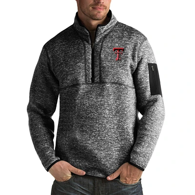 Men's Antigua Black Texas Tech Red Raiders Fortune Big & Tall Quarter-Zip Pullover Jacket