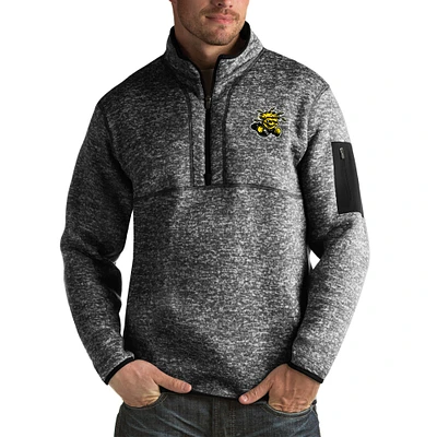 Men's Antigua Black Wichita State Shockers Fortune Big & Tall Quarter-Zip Pullover Jacket