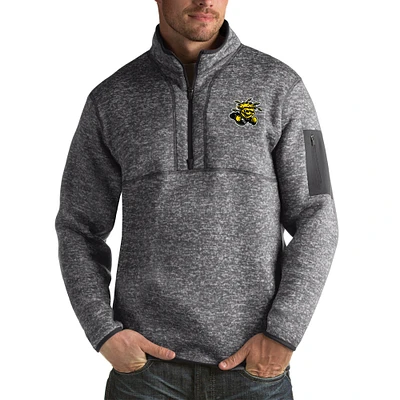 Men's Antigua Charcoal Wichita State Shockers Fortune Big & Tall Quarter-Zip Pullover Jacket