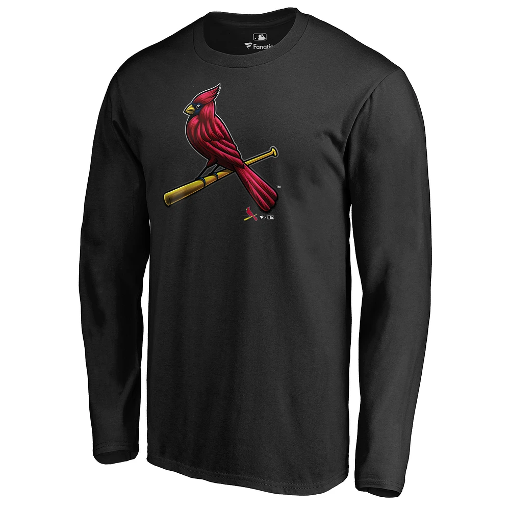 Men's Black St. Louis Cardinals Midnight Mascot Long Sleeve T-Shirt