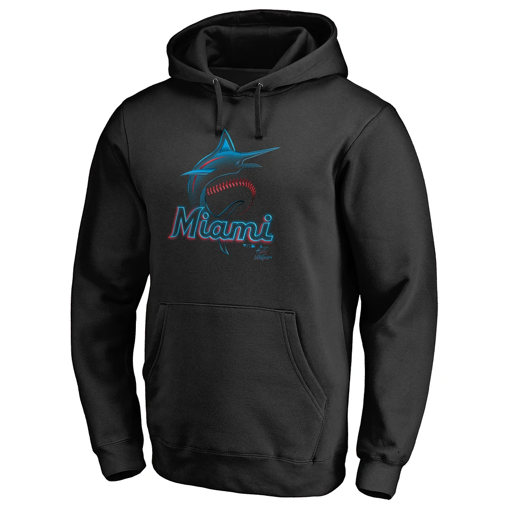 Men's Black Miami Marlins Midnight Mascot Pullover Hoodie
