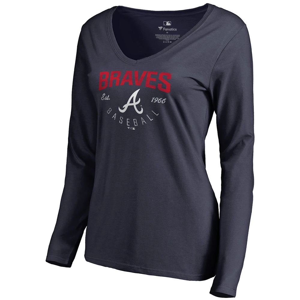 Women's Navy Atlanta Braves Live For It Long Sleeve T-Shirt