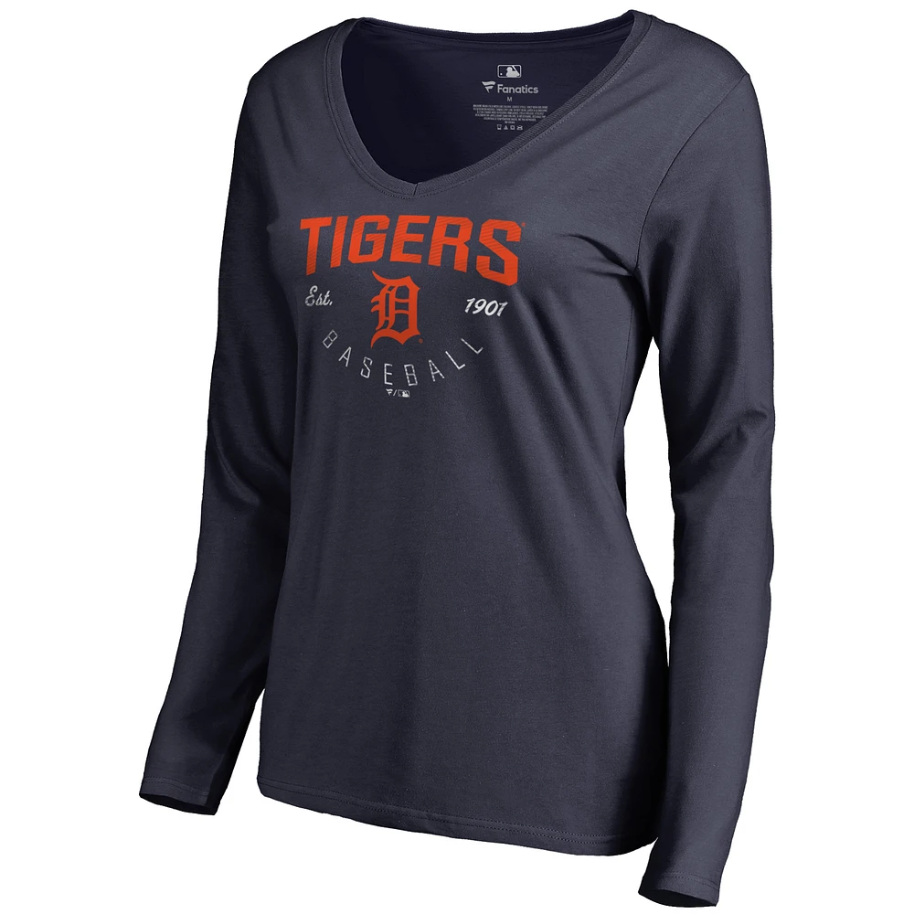 Women's Navy Detroit Tigers Live For It Long Sleeve T-Shirt