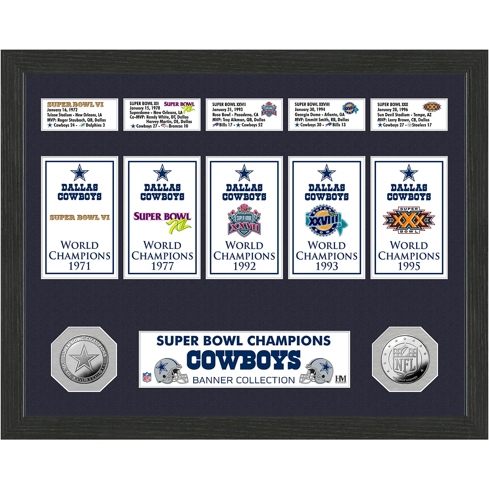 Highland Mint Dallas Cowboys 13" x 16" Banner Collection Silver Coin Photo Mint