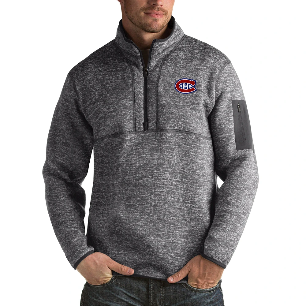 Men's Antigua Heather Montreal Canadiens Fortune Big & Tall Quarter-Zip Pullover Jacket