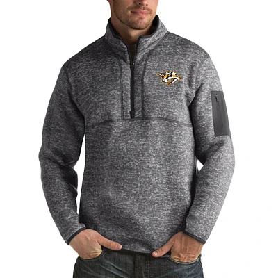 Men's Antigua Heather Gray Nashville Predators Fortune Big & Tall Quarter-Zip Pullover Jacket