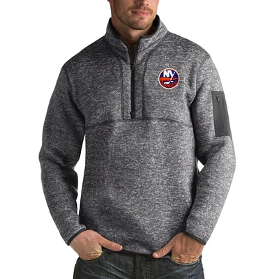 Men's Antigua Heather New York Islanders Fortune Big & Tall Quarter-Zip Pullover Jacket