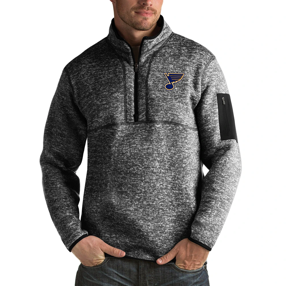 Men's Antigua Heather Black St. Louis Blues Fortune Big & Tall Quarter-Zip Pullover Jacket