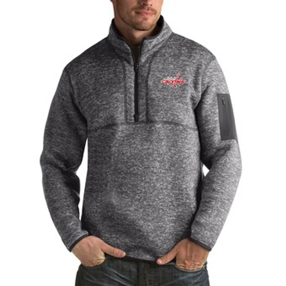 Men's Antigua Heather Washington Capitals Fortune Big & Tall Quarter-Zip Pullover Jacket