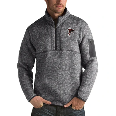 Men's Antigua Charcoal Atlanta Falcons Fortune Big & Tall Quarter-Zip Pullover Jacket