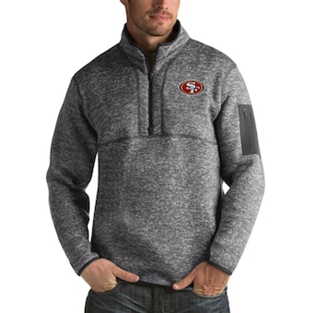 Men's Antigua Charcoal San Francisco 49ers Fortune Big & Tall Quarter-Zip Pullover Jacket