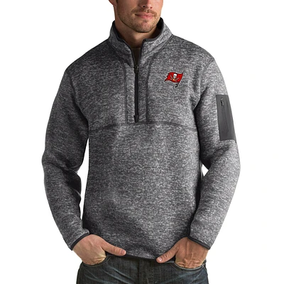Men's Antigua Charcoal Tampa Bay Buccaneers Fortune Big & Tall Quarter-Zip Pullover Jacket