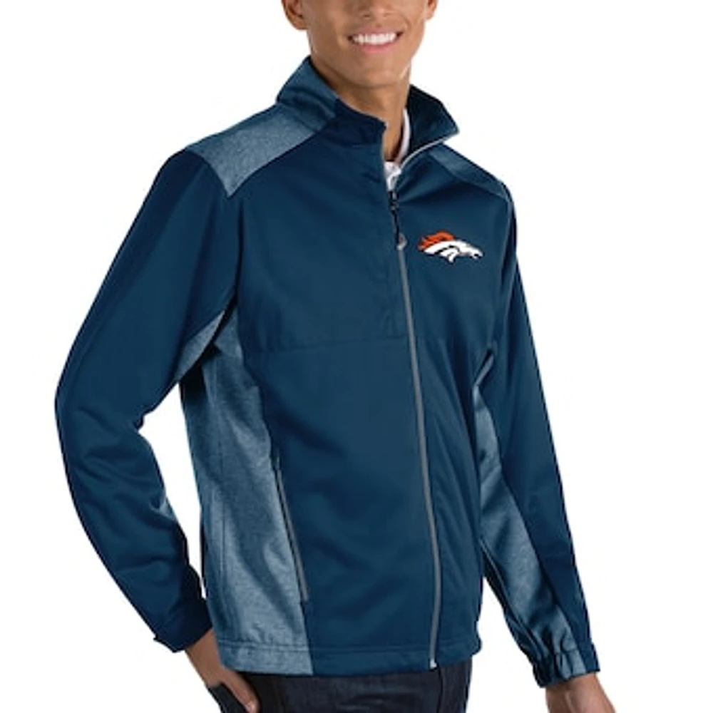 Men's Antigua Heather Navy Denver Broncos Revolve Big & Tall Full-Zip Jacket