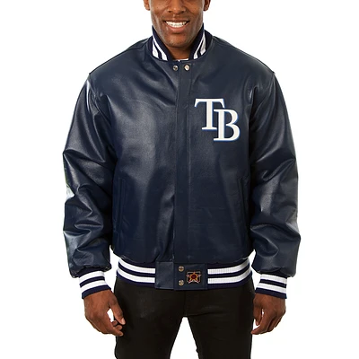 Men's JH Design Navy Tampa Bay Rays Classic Leather Team Jacket