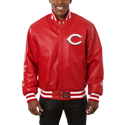 Men's JH Design Red Cincinnati Reds Classic Leather Team Jacket