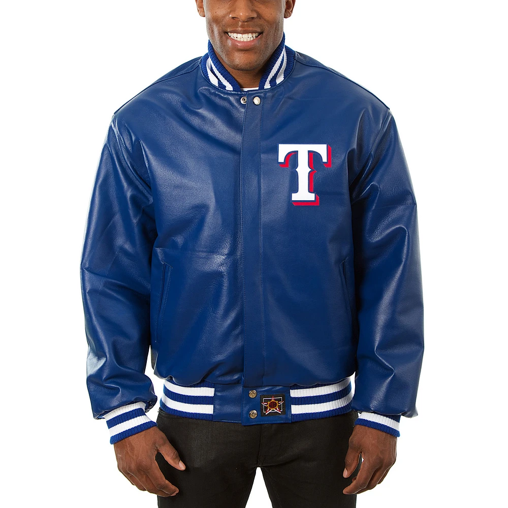 Men's JH Design Royal Texas Rangers Classic Leather Team Jacket