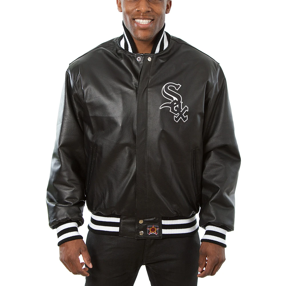 Men's JH Design Black Chicago White Sox Classic Leather Team Jacket