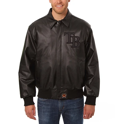 Men's JH Design Black Tampa Bay Rays All-Leather Jacket