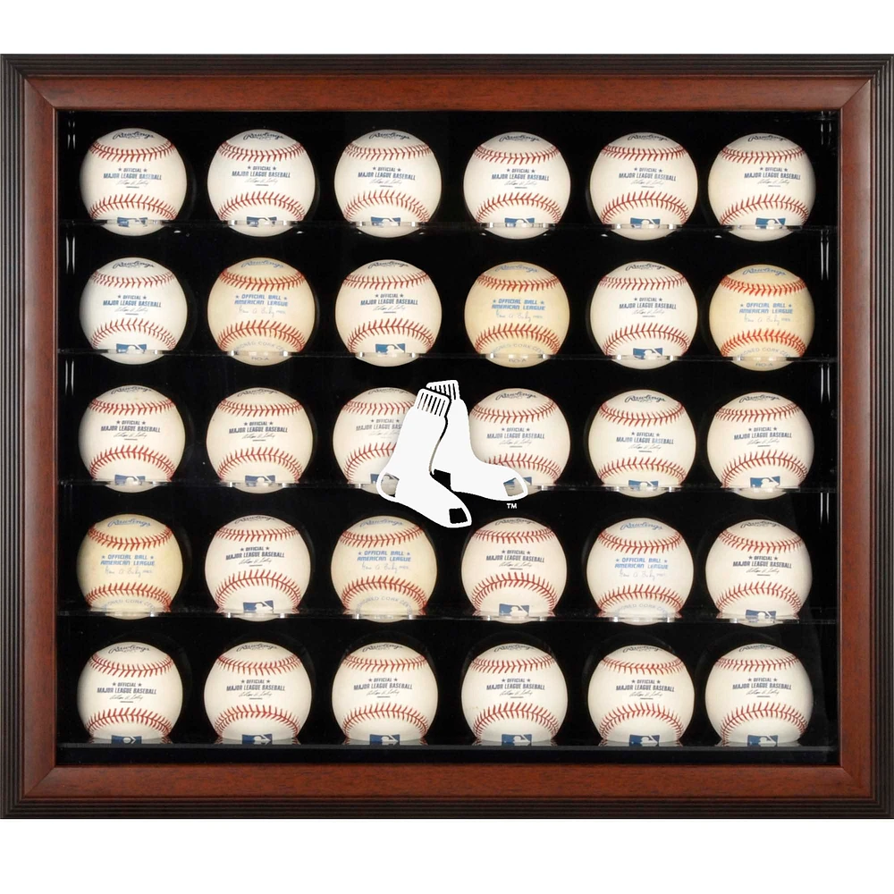 Boston Red Sox (2009 - Present) Logo Brown Framed 30-Ball Display Case
