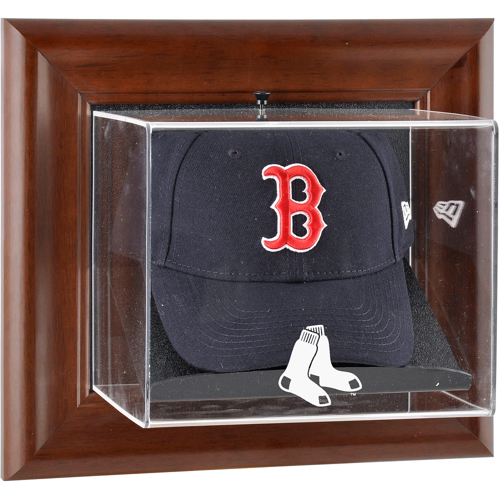Boston Red Sox (2009 - Present) Brown Framed Wall-Mounted Logo Cap Case