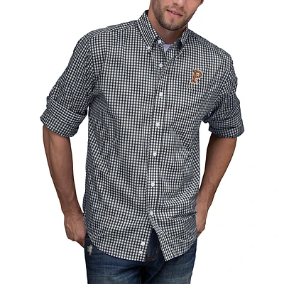Men's Black/White Princeton Tigers NCAA Gingham Button-Down Check Shirt