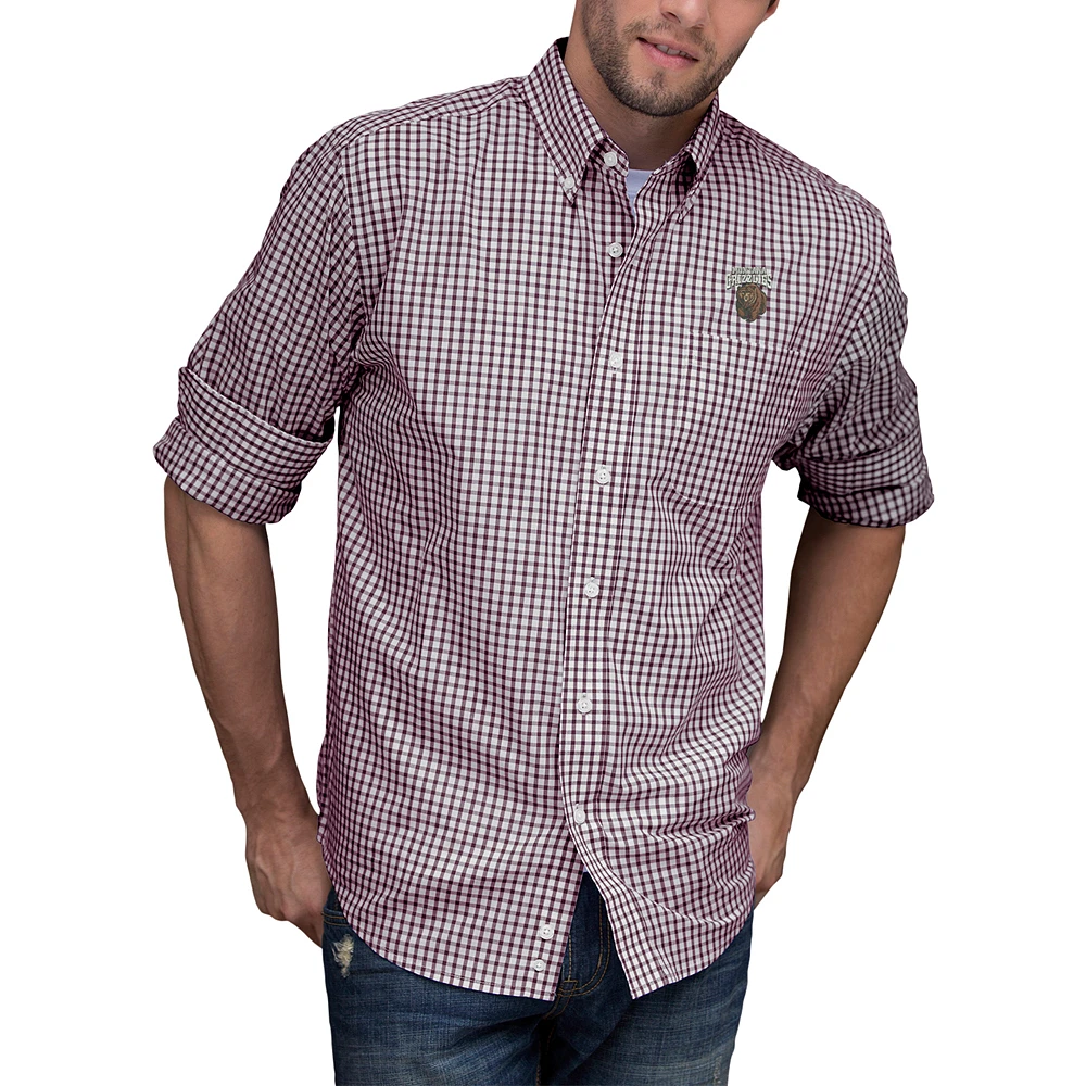 Men's Maroon/White Montana Grizzlies NCAA Gingham Button-Down Check Shirt