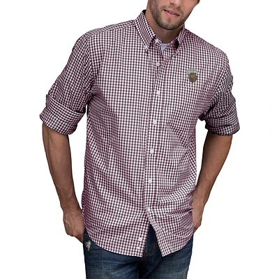 Men's Maroon/White Montana Grizzlies NCAA Gingham Button-Down Check Shirt