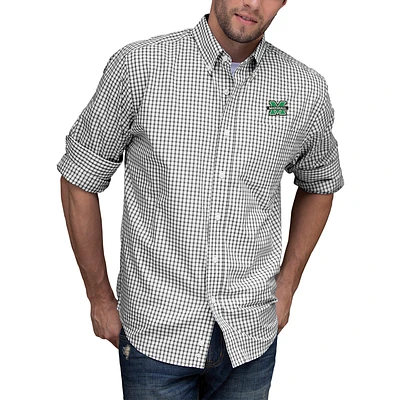 Men's Gray/White Marshall Thundering Herd NCAA Gingham Button-Down Check Shirt