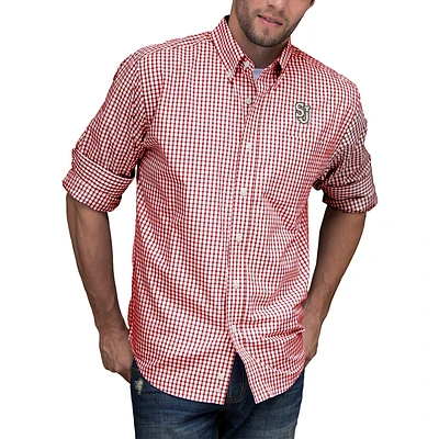 Men's Red/White St. John's Red Storm NCAA Gingham Button-Down Check Shirt