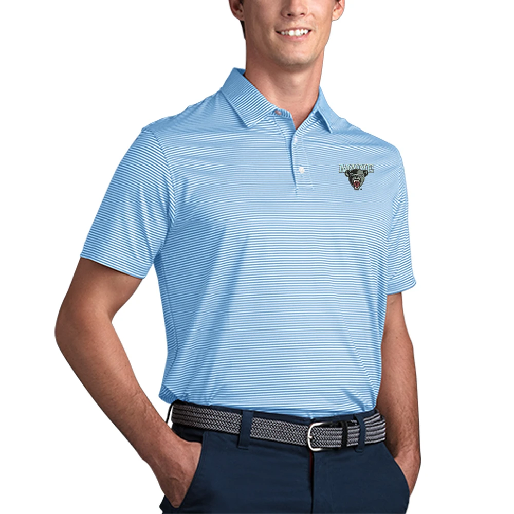 Men's Light Blue Maine Black Bears Vansport Pro Tonal Micro-Stripe Polo