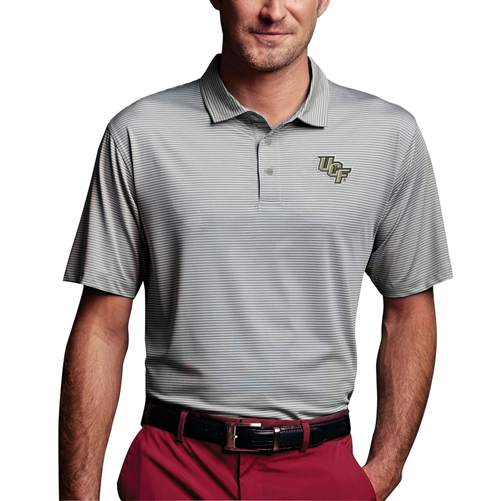 Men's Charcoal UCF Knights Vansport Pro Tonal Micro-Stripe Polo