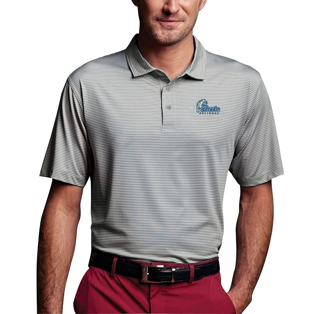 Men's Charcoal Drake Bulldogs Vansport Pro Tonal Micro-Stripe Polo