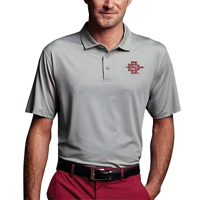Men's Charcoal San Diego State Aztecs Vansport Pro Tonal Micro-Stripe Polo