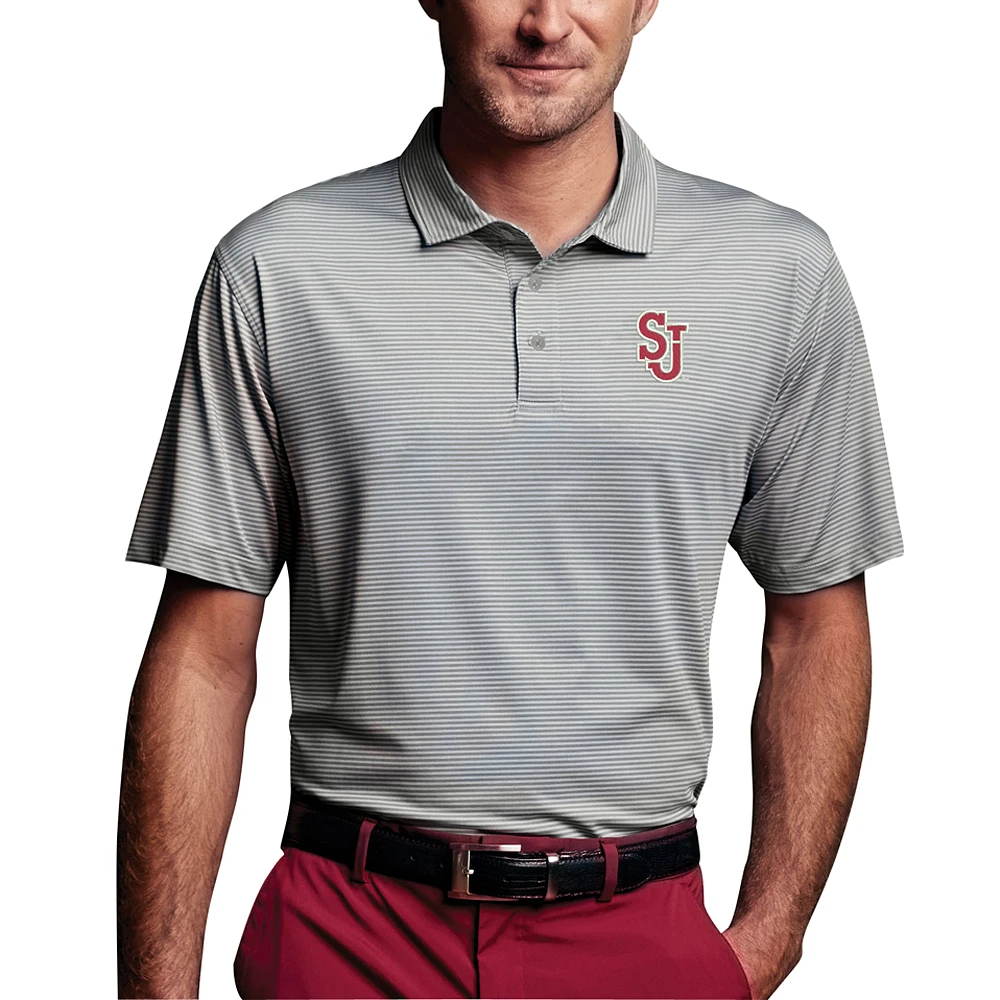 Men's Charcoal St. John's Red Storm Vansport Pro Tonal Micro-Stripe Polo