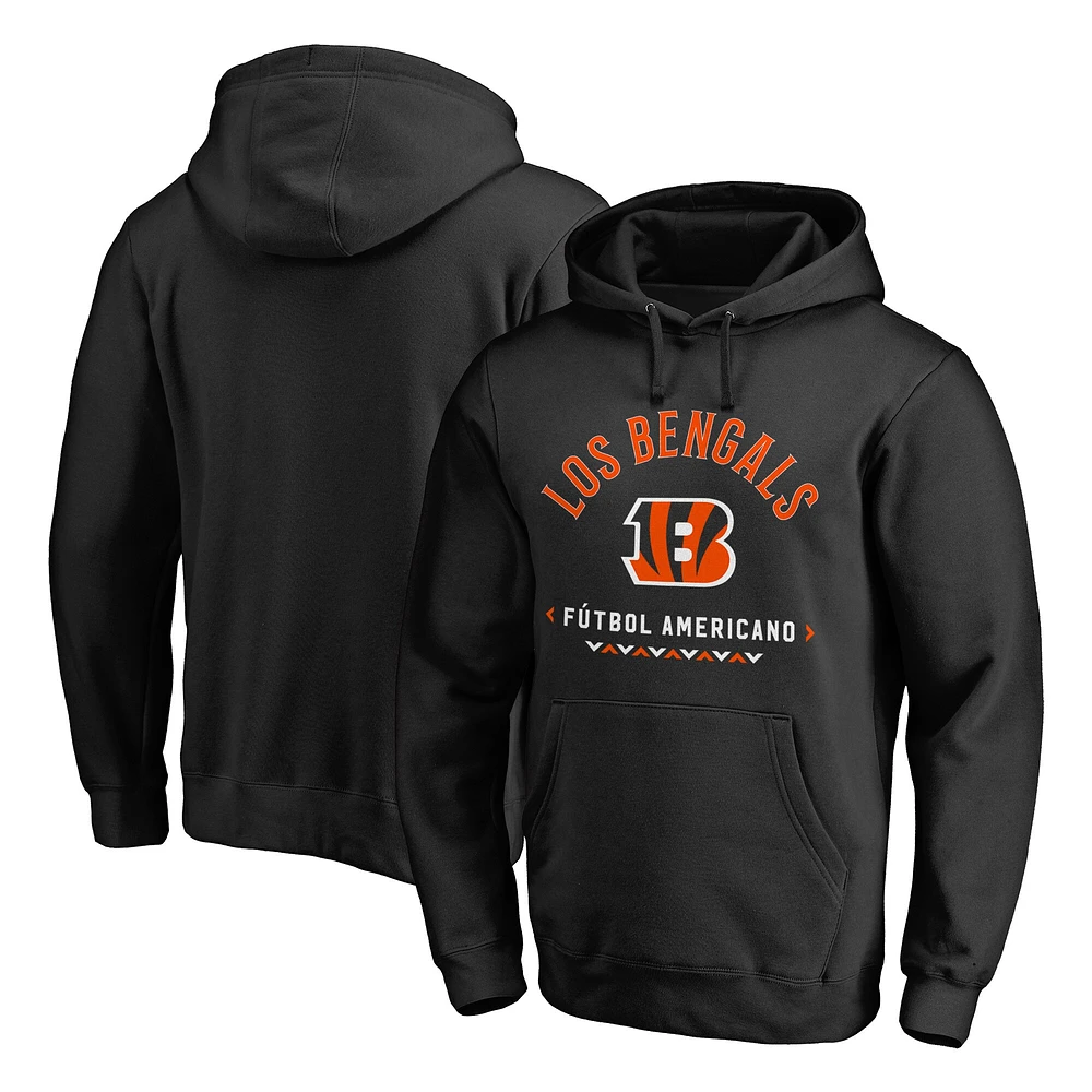 Men's Black Cincinnati Bengals Futbol Americano Pullover Hoodie
