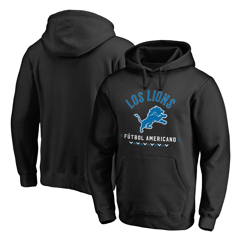Men's Black Detroit Lions Futbol Americano Pullover Hoodie