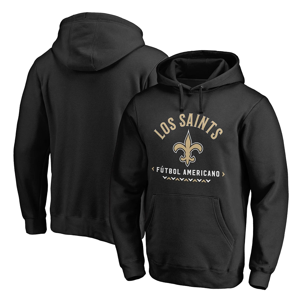 Men's Black New Orleans Saints Futbol Americano Pullover Hoodie