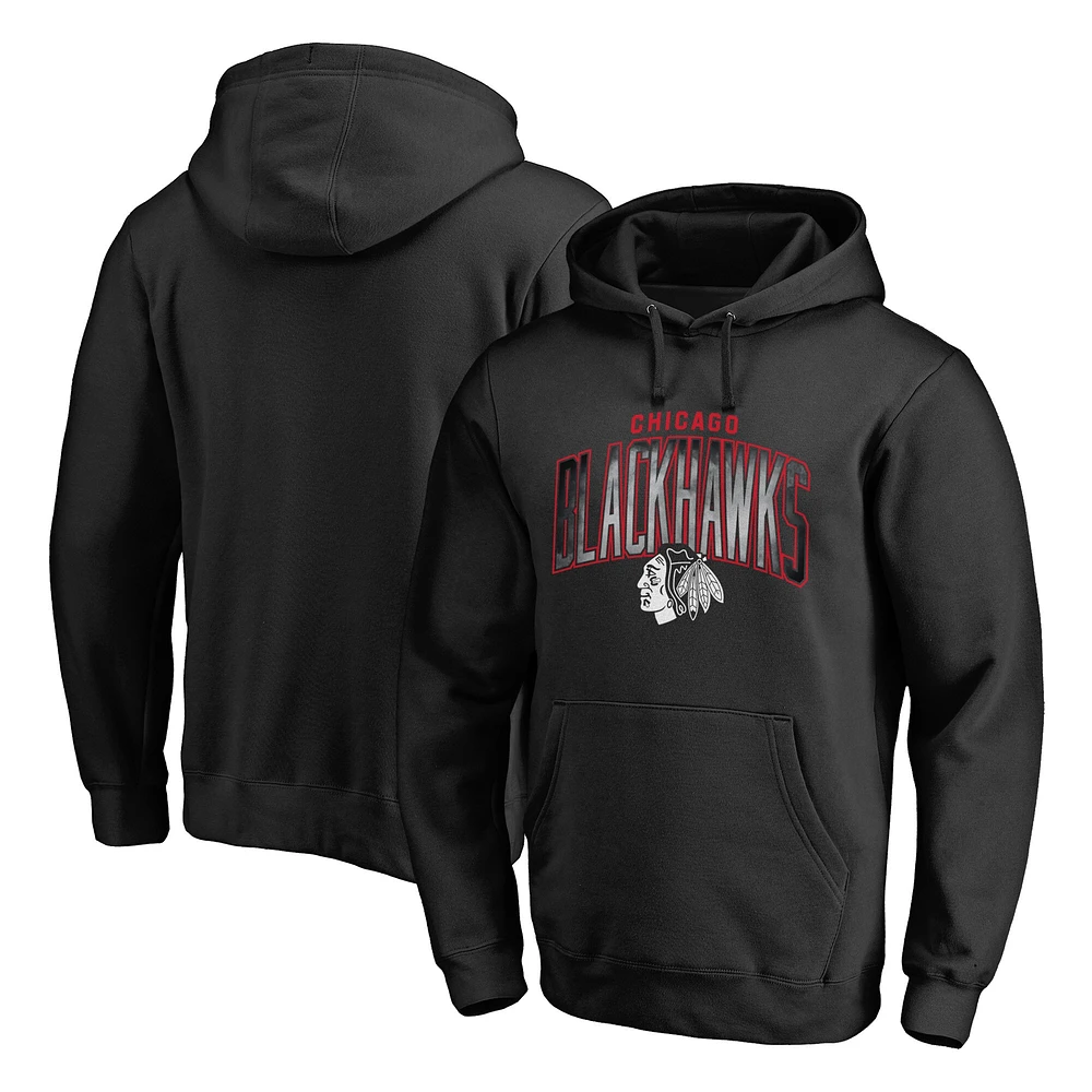 Men's Black Chicago Blackhawks Arch Smoke Pullover Hoodie