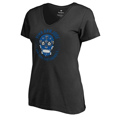 Women's Black San Jose Earthquakes Hispanic Heritage Viva V-Neck T-Shirt