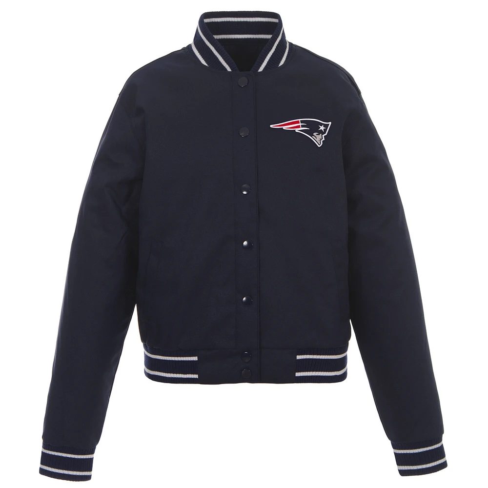 Women's JH Design Navy New England Patriots Embroidered Logo Poly Twill Jacket