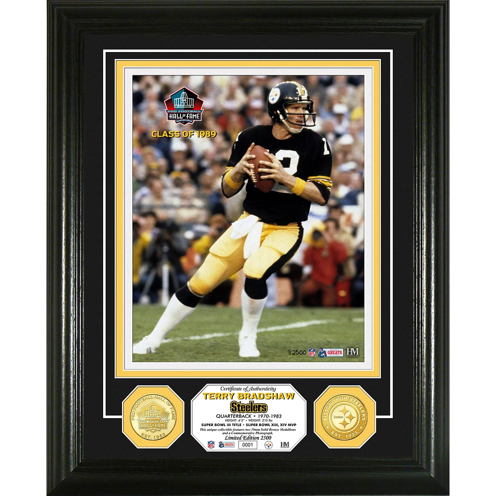 Highland Mint Terry Bradshaw Pittsburgh Steelers Hall of Fame Induction Photomint