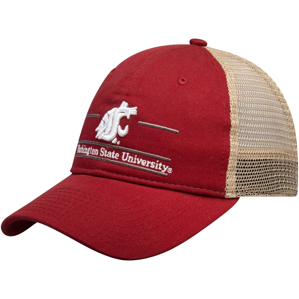 Men's The Game Crimson Washington State Cougars Split Bar Trucker Adjustable Hat