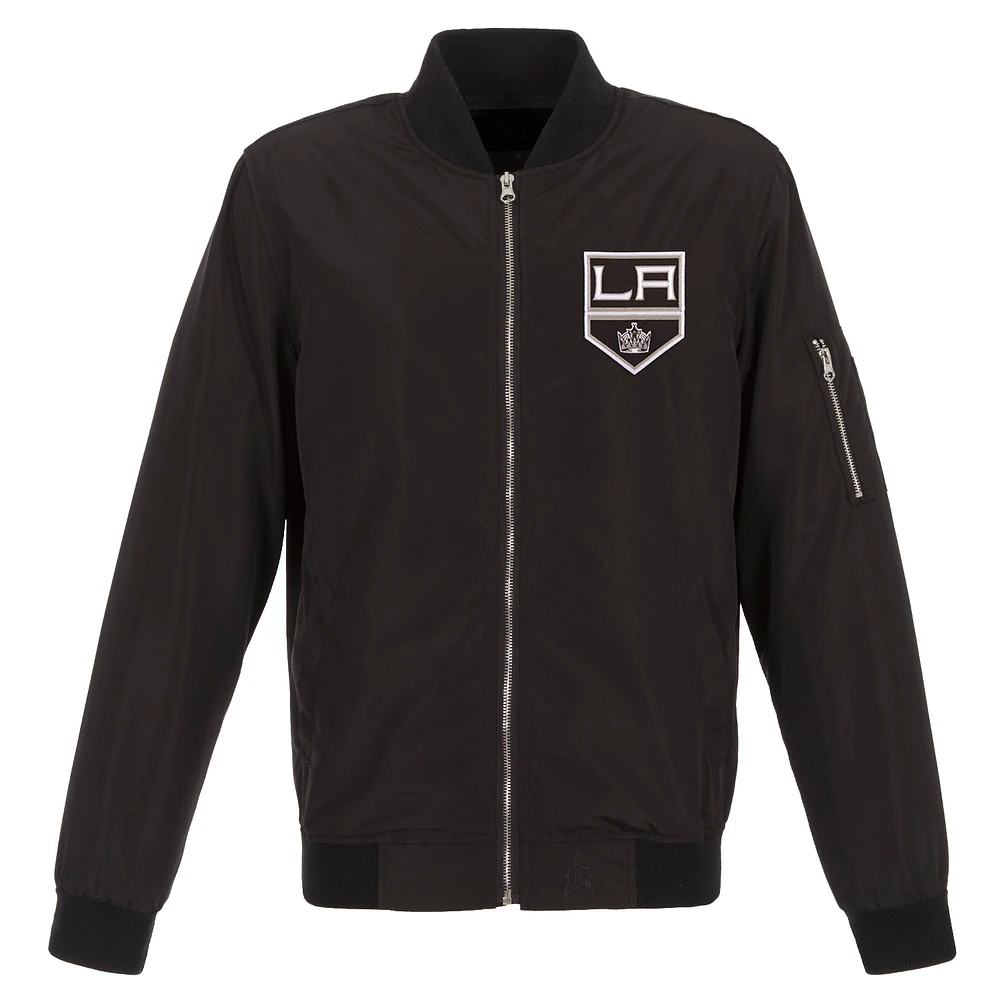 Men's JH Design Black Los Angeles Kings Lightweight Nylon Bomber Jacket