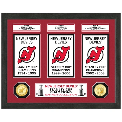 Highland Mint New Jersey Devils 12" x 15" 3-Time Stanley Cup Champions Banner Collection Photo Mint