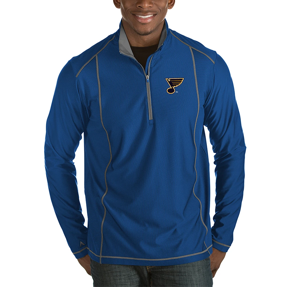 Men's Antigua Royal St. Louis Blues Tempo Desert Dry Half-Zip Pullover Jacket