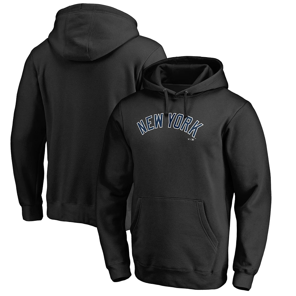Men's Black New York Yankees Official Wordmark Fitted Pullover Hoodie