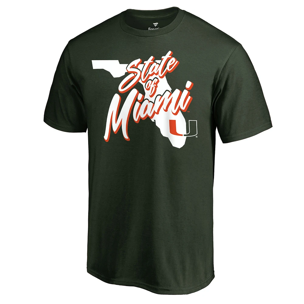 Men's Green Miami Hurricanes State of Miami T-Shirt