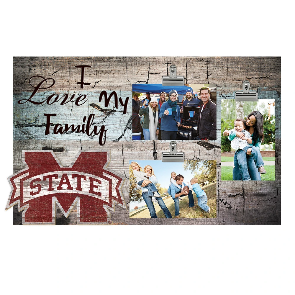 Mississippi State Bulldogs 11" x 19" I Love My Family Clip Photo Frame