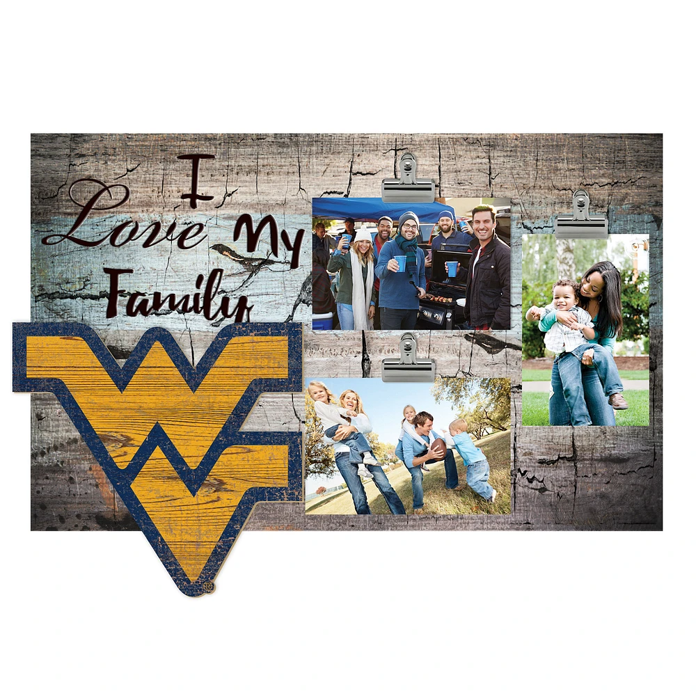 West Virginia Mountaineers 11" x 19" I Love My Family Clip Photo Frame