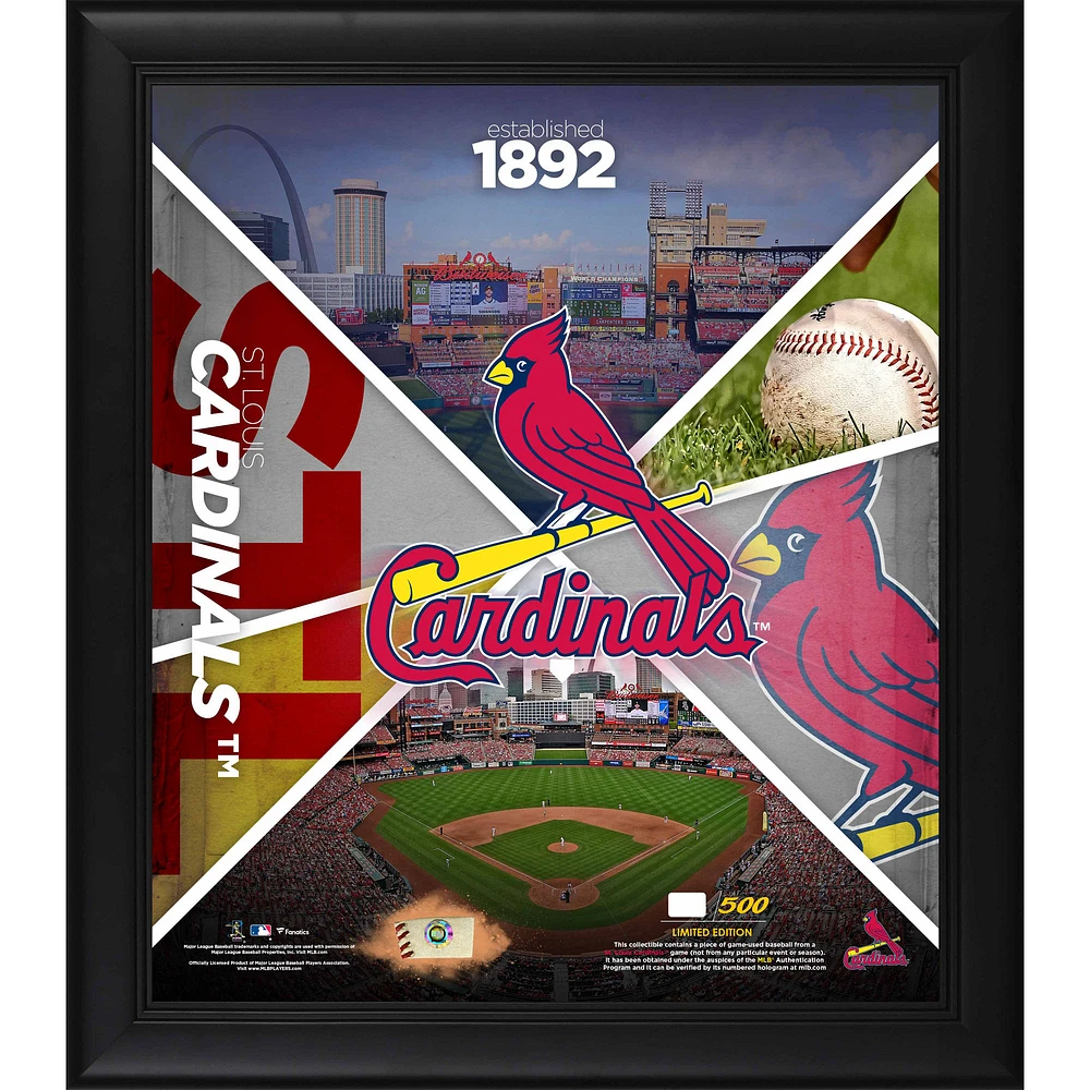St. Louis Cardinals Framed 15" x 17" Team Impact Collage with a Piece of Game-Used Baseball - Limited Edition of 500